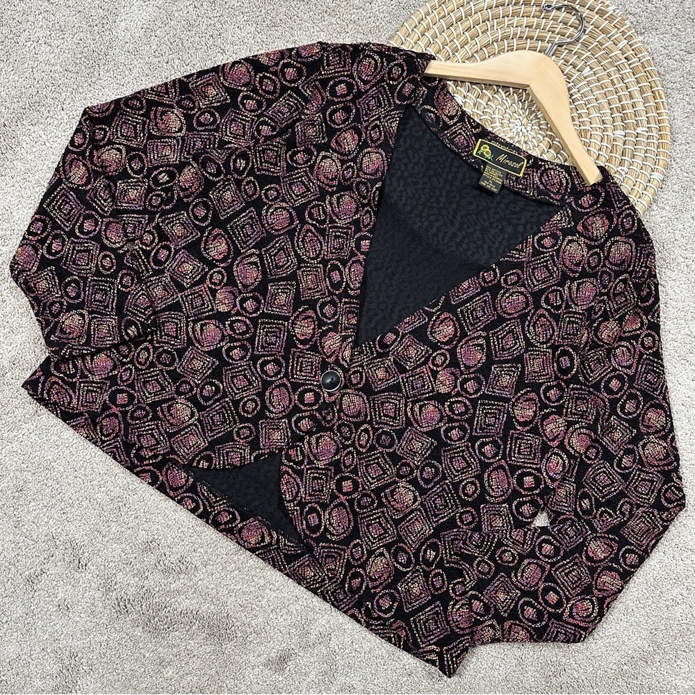 Mirasol Women’s Stretchy Knit Top Cardigan Long Sleeve V-Neck Multicolor Boho M